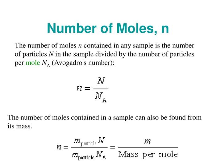 Mole calculations moles mol